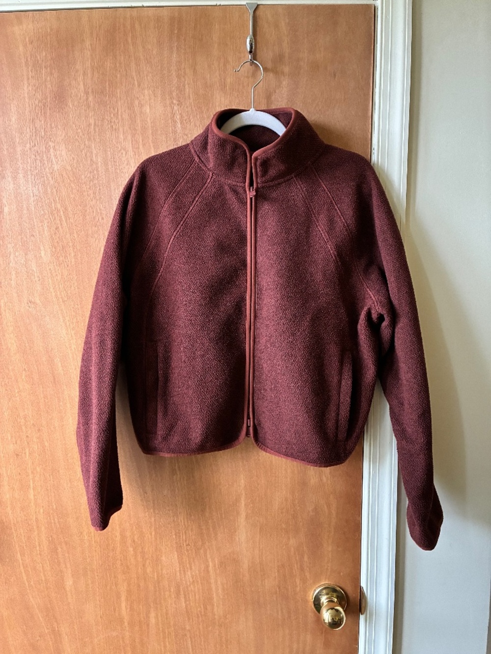 Athleta rust zip-up fleece, size L/P